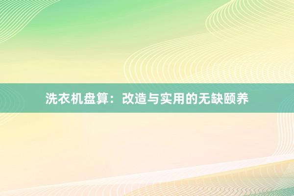 洗衣机盘算：改造与实用的无缺颐养