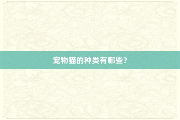 宠物猫的种类有哪些？